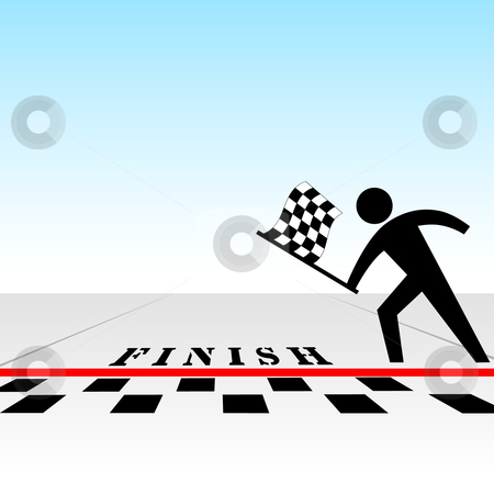 You Win Race   Get Checkered Flag At Finish Line Stock Vector Clipart