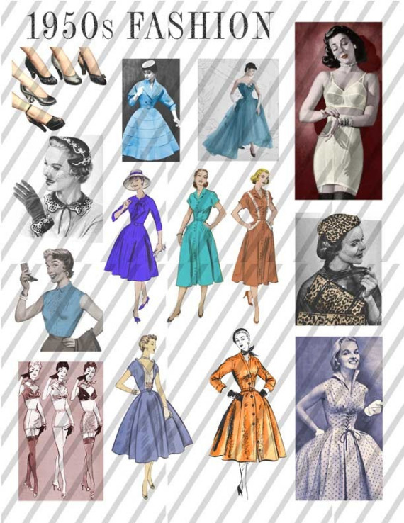 1950s 50s Fashion Collage Sheet Download By Fenderskirtsvintage