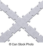 3d Grey Puzzle Intersection On White   3d Grey Puzzle