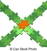 3d Puzzle Intersection On White   3d Multicolor Puzzle