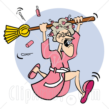 41817 Clipart Illustration Of An Angry Granny In A Robe Dropping
