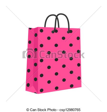 Clip Art Vector Of Blank Paper Shopping Bag With Rope Handles Pink