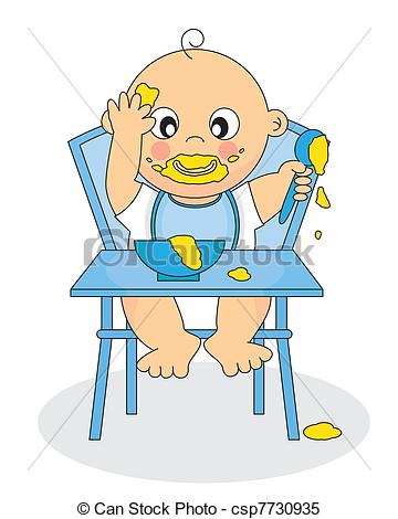 Clipart Vector Of Baby Eating   Illustration Of A Baby Eating Baby