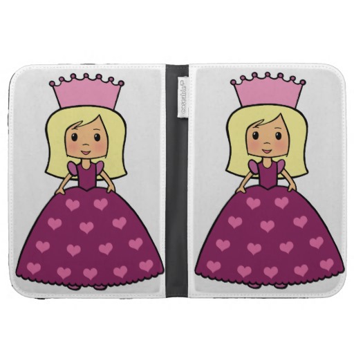 Cute Cartoon Clipart Pink Princess Hearts Dress Cases For The Kindle