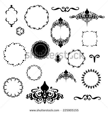 Fancy Design Elements Vector With Black And White Borders And Frame