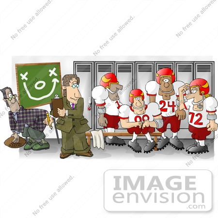 Football Team Discussing The Play Clipart    17437 By Djart   Royalty