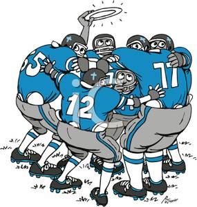 Football Team In A Huddle   Royalty Free Clipart Picture