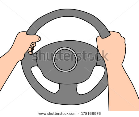 Hands On The Steering Wheel Isolated On A White Background Vector