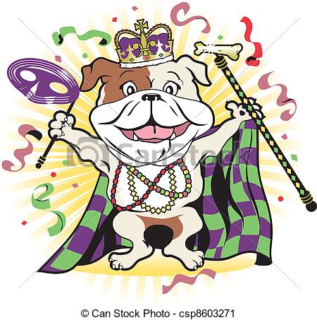 Happy Bulldog Celebrating At A Colorful    Csp8603271   Search Clipart