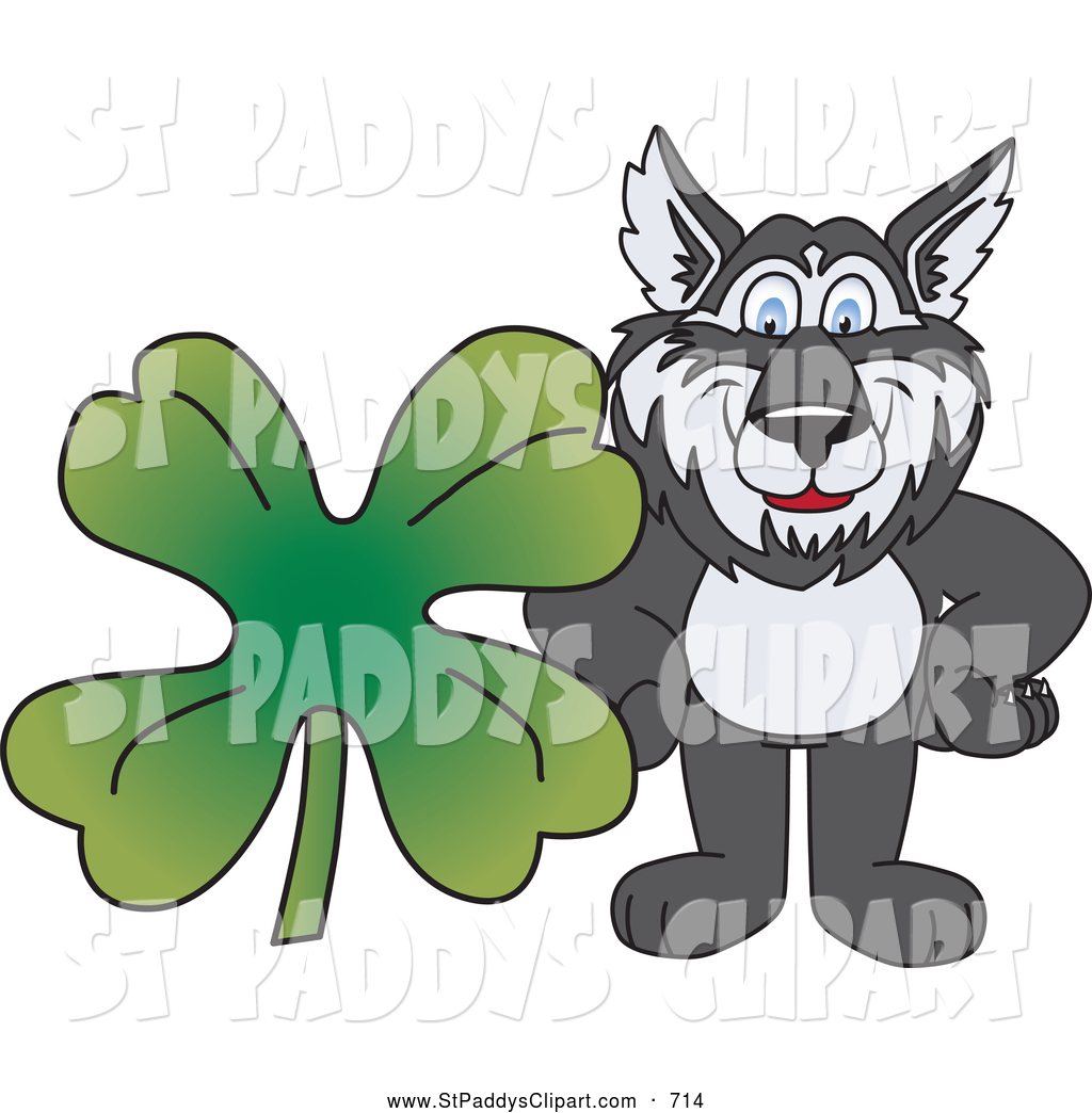 Husky School Mascot With A Four Leaf Clover Cheerful Bear Cub School    
