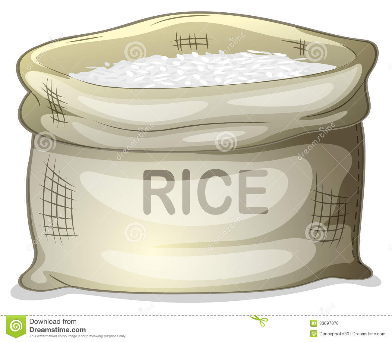 Illustration Of A Sack Of White Rice On A White Background