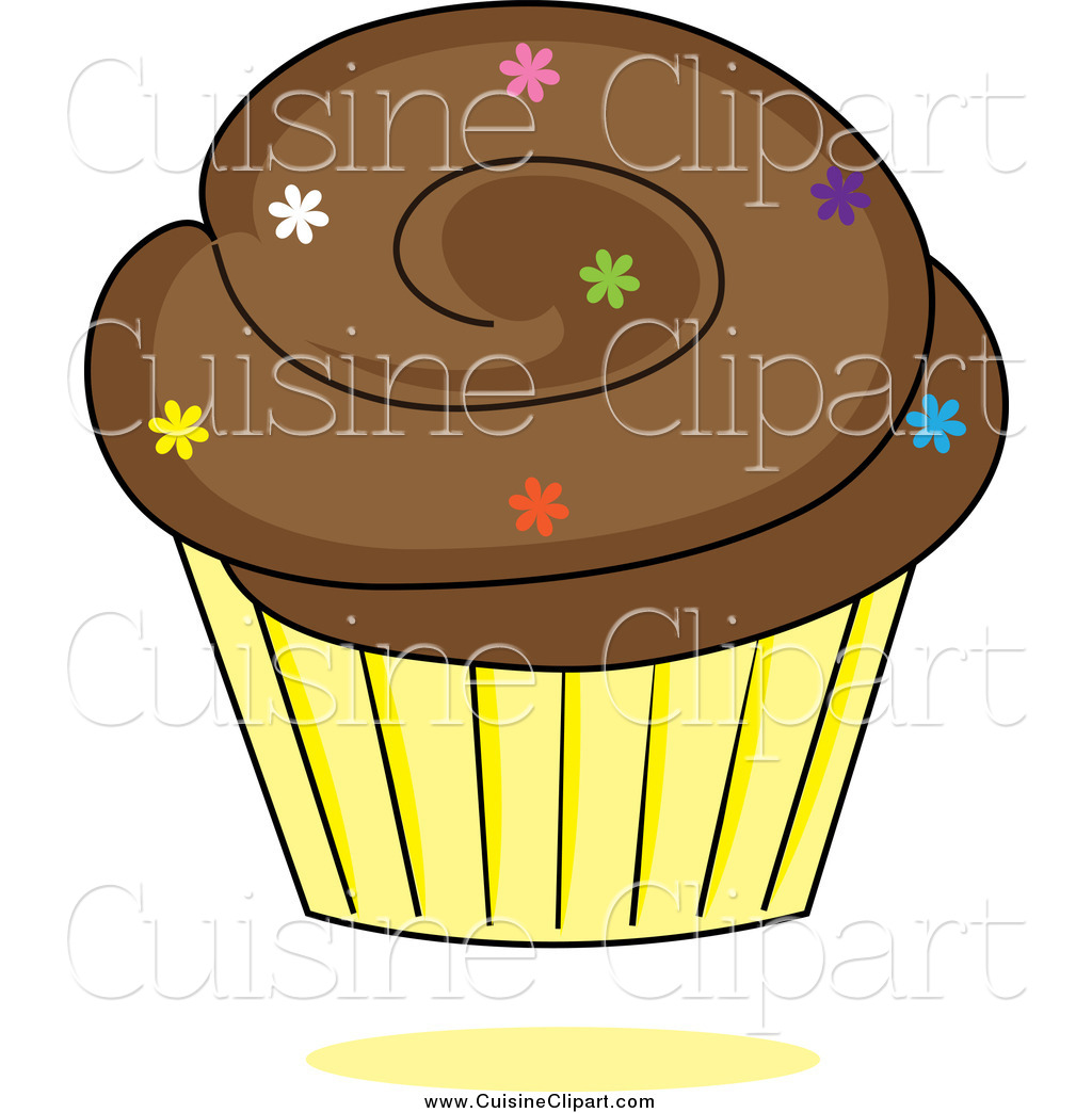 Larger Preview  Cuisine Clipart Of A Chocolate Cupcake With Colorful    