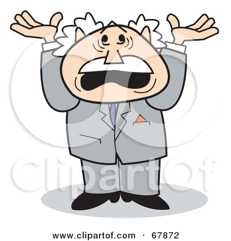 Rf  Clipart Illustration Of A Bald Old Walt Man In A Suit Yelling