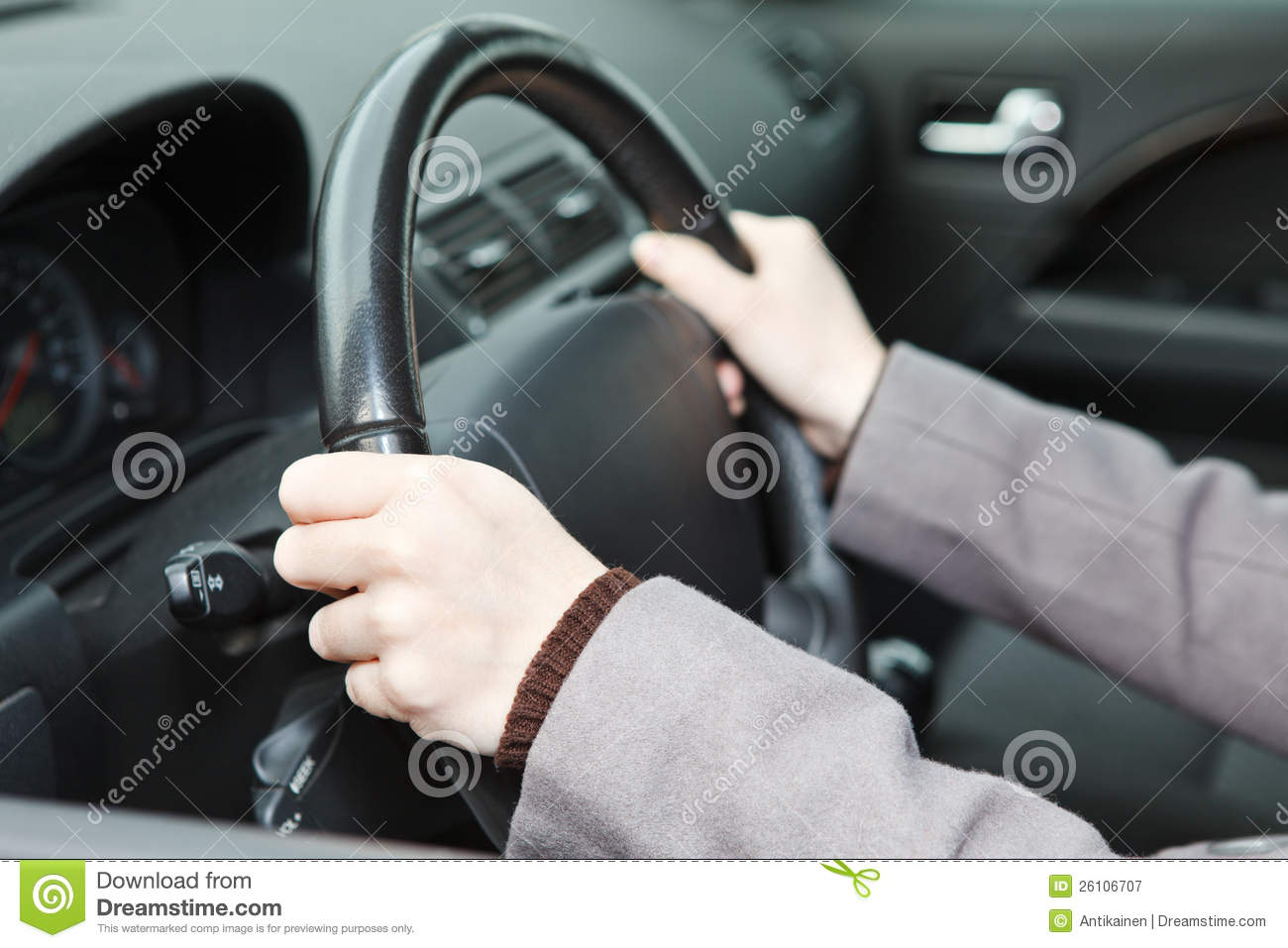Right Hands Position On Steering Wheel Royalty Free Stock Photography