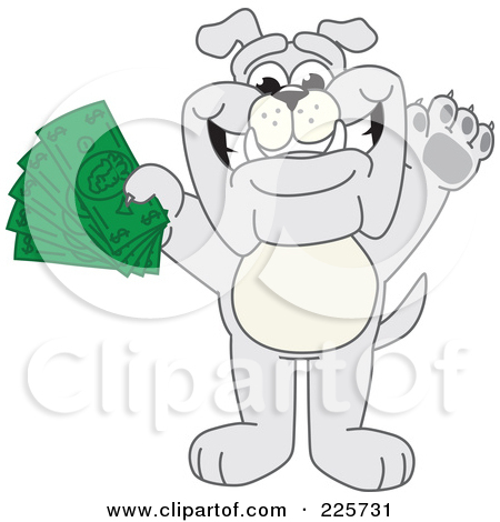 Royalty Free  Rf  Clipart Illustration Of A Gray Bulldog Mascot Doing