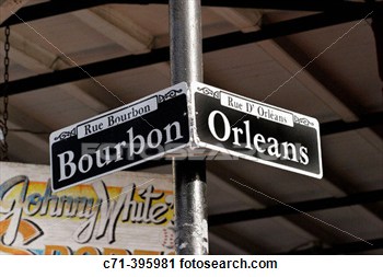 Street Sign New Orleans Intersection Of Bourbon   Orleans  Usa  View