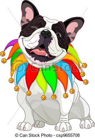 Vector   French Bulldog Wearing A Colorful   Stock Illustration