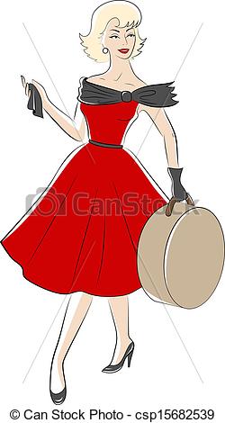 Vectors Of Woman From 50s   Retro Fashion Woman From 50s Csp15682539