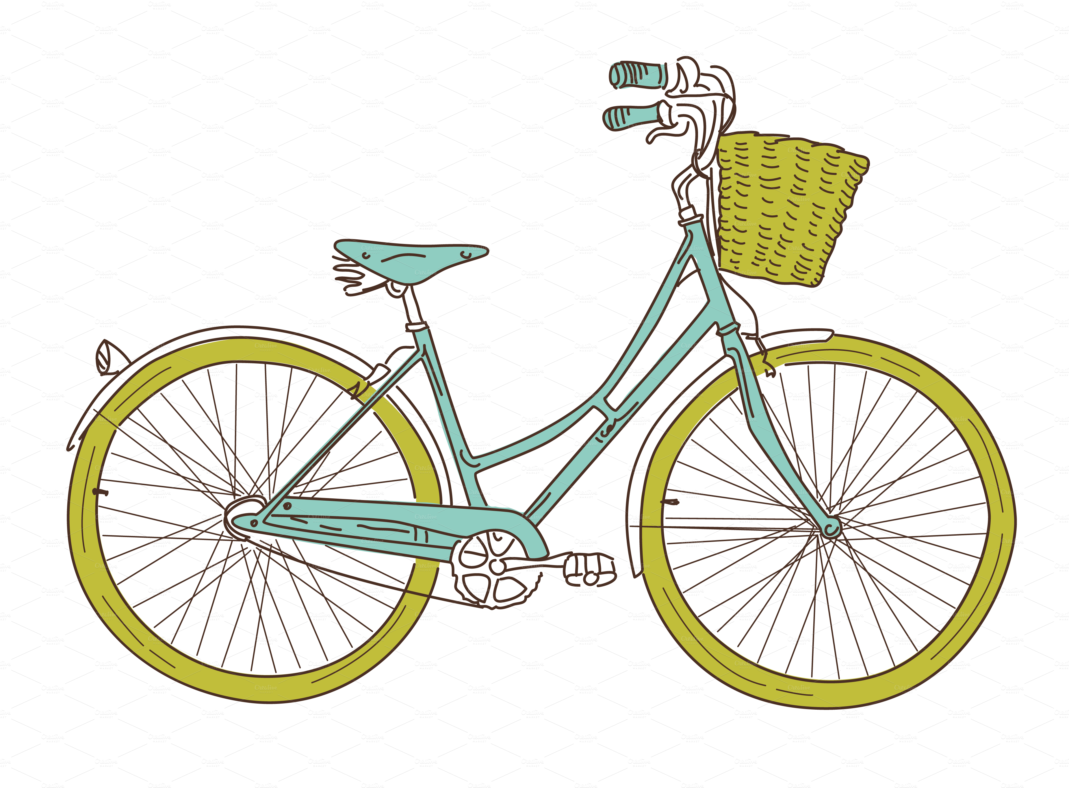 14 Retro Bicycles Clip Art   Illustrations On Creative Market