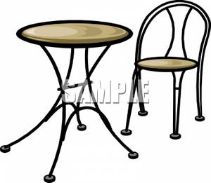 An Outdoor Cafe Style Table And Chair   Royalty Free Clipart Picture