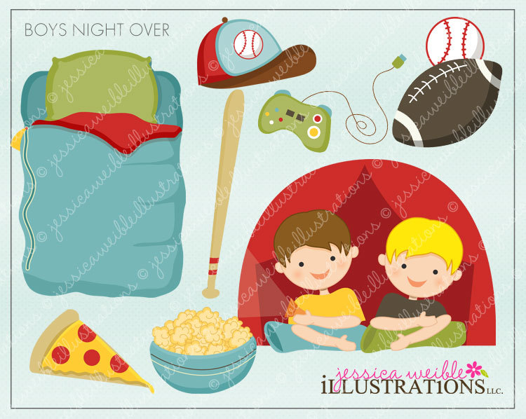 Boys Night Over Cute Digital Clipart For Card Design Scrapbooking
