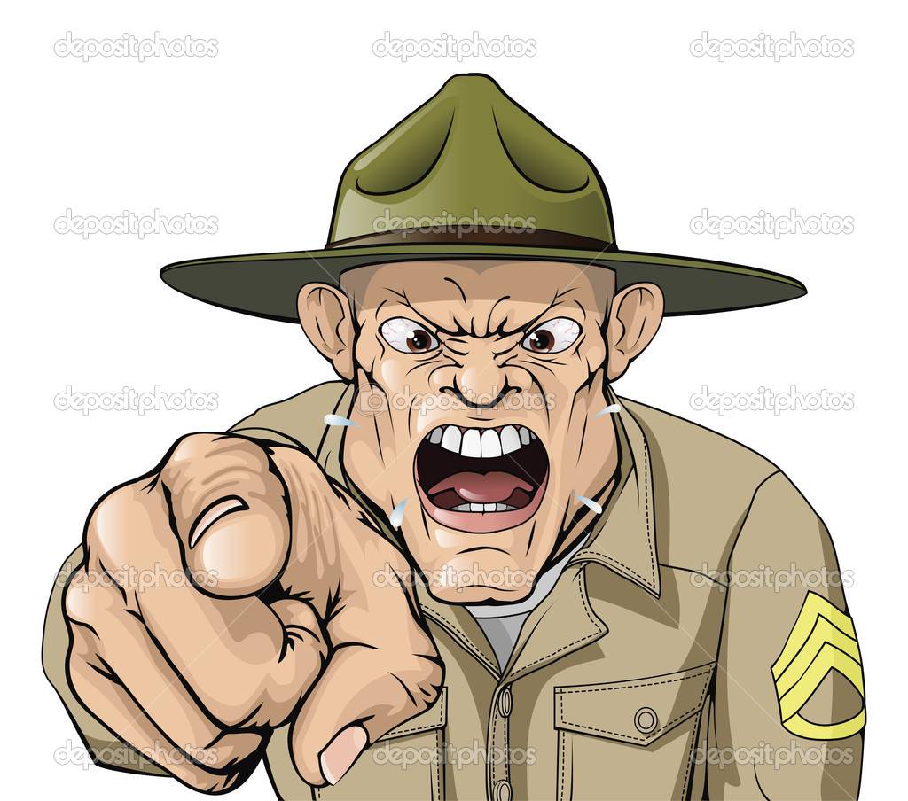 Cartoon Angry Army Drill Sergeant Shouting   Stock Vector   Krisdog