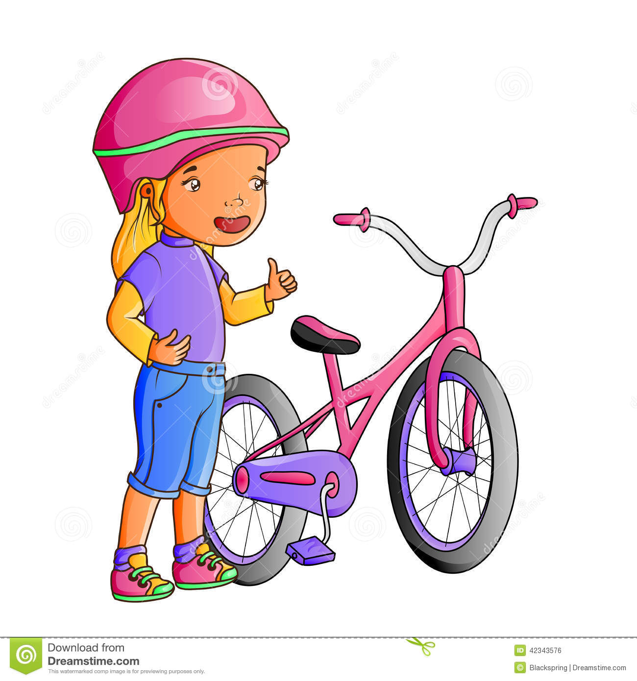 Cartoon Cute Little Girl With Bicycle Stock Vector   Image  42343576
