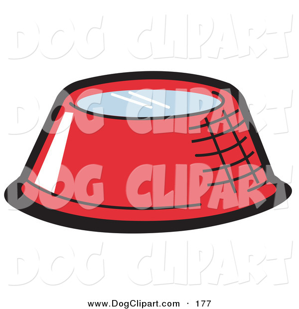 Clip Art Of A Red Metal Dog Bowl With Fresh Water Inside By Andy