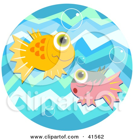 Clipart Illustration Of Orange And Pink Fish With Big Eyes Watching