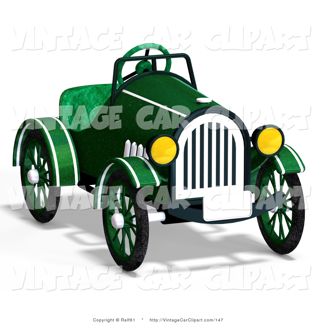 Convertible Green Car Driving Right 3d Vintage