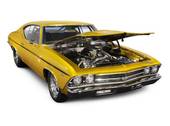 Custom 1972 Chevrolet Chevelle Ss Coupe Drag Car With Open Hood    