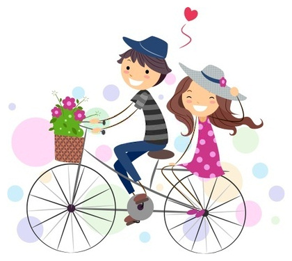 Cute Couple On Bicycle   Free Valentine S Day Clipart
