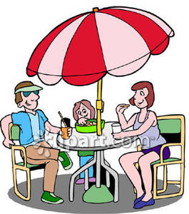 Family Eating At A Patio Table   Royalty Free Clipart Picture