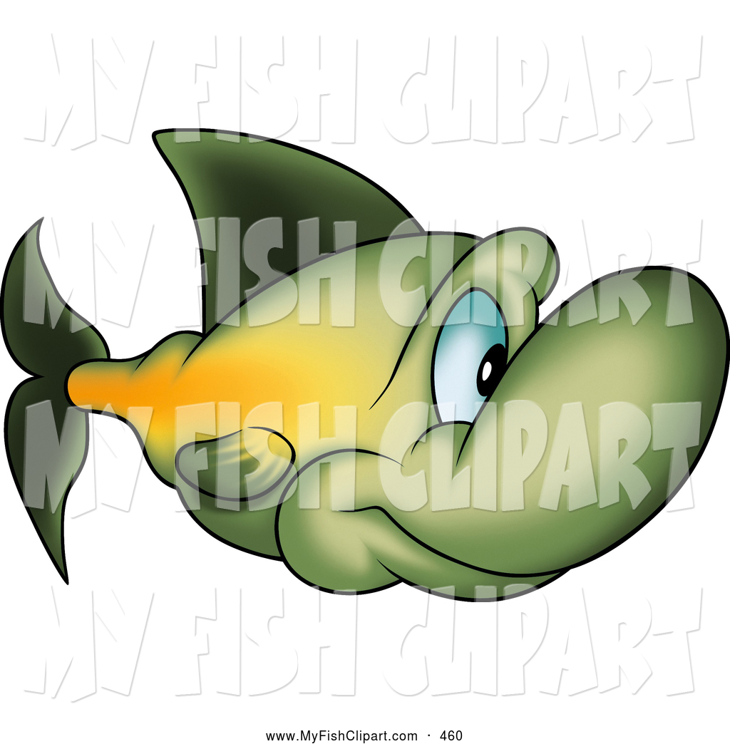 Fish With A Big Nose And Blue Eyes Cute Gradient Yellow And Green Fish