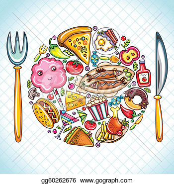 Food Shaped As Plate With A Fork And Knife  Eps Clipart Gg60262676