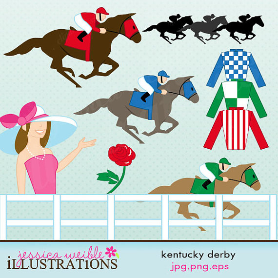 Kentucky Derby Cute Digital Clip Art   Commercial Use Ok   Racing    