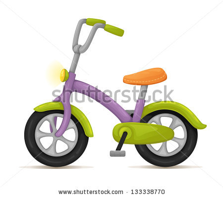 Kids Bicycle  Cute Purple And Green Bicycle  Stock Vector 133338770