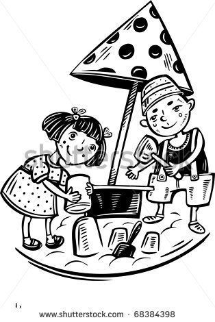 Kids Playing In A Sandbox Clipart