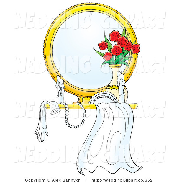 Marriage Clipart Of A Wedding Bridess Veil Necklace And Gloves On A