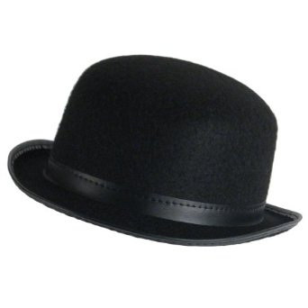 New Black Felt Bowler Derby Hat Costume Dance Plays Medium Made In Usa