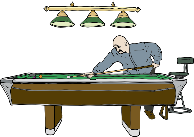 Pool Table With Player By Stevelambert   Color Drawing Of Man Leaning