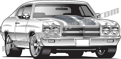 Royalty Free Clip Art 1970 Chevelle Muscle Car Art Front View