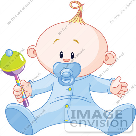 Royalty Free Clip Art Picture Of A Baby Boy Playing With A Rattle On    