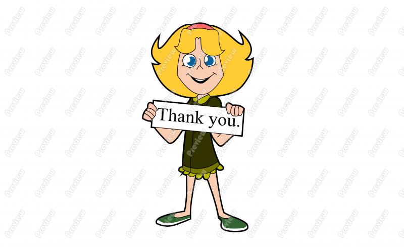 Thank You Teen Girl Sign Character Clip Art   Royalty Free Clipart    