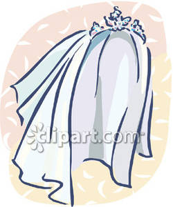 Wedding Veil With A Tiara   Royalty Free Clipart Picture