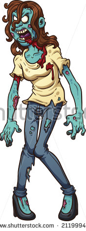 Zombie Woman Screaming  Vector Clip Art Illustration With Simple
