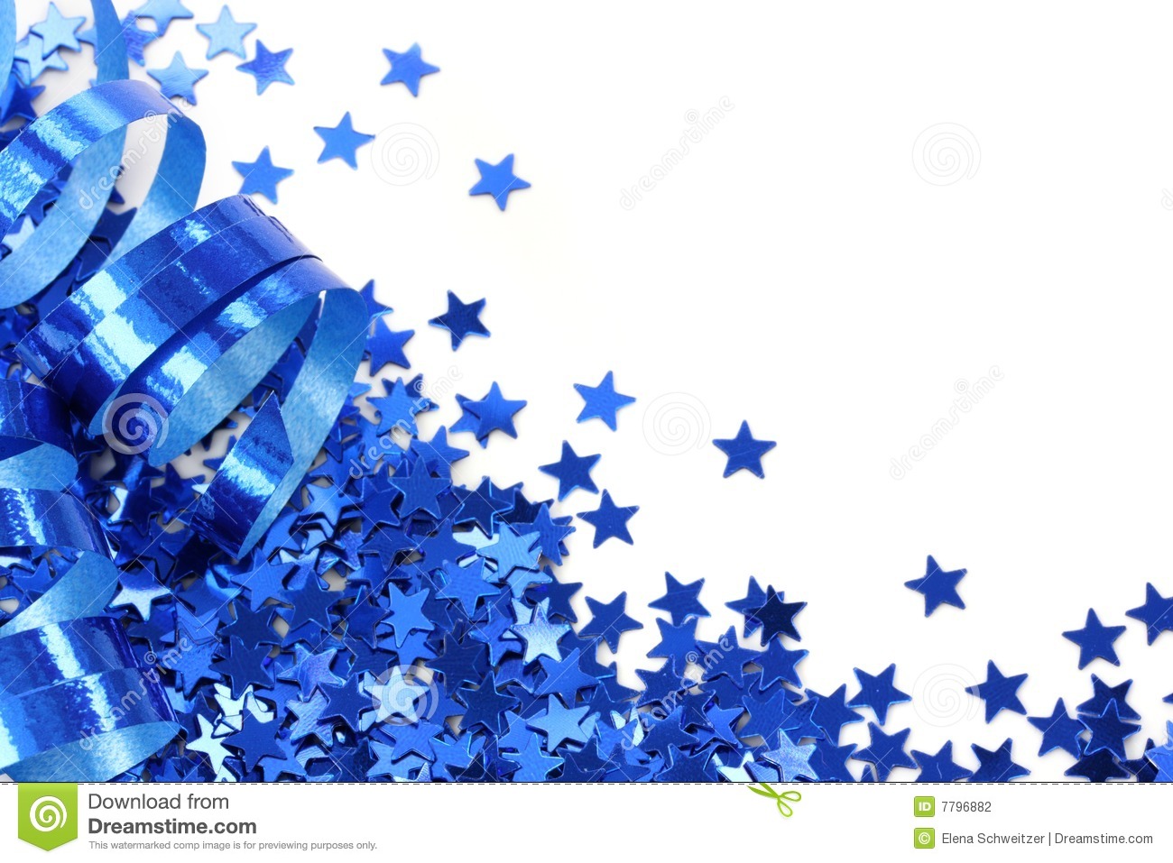 Blue Stars Confetti On White Background