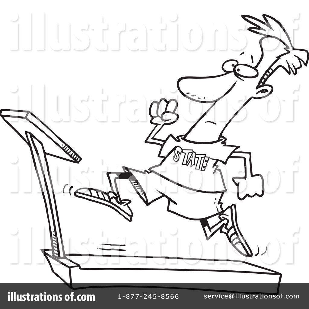 Cartoon Turkey Bird Exercising Treadmill Ron Leishman