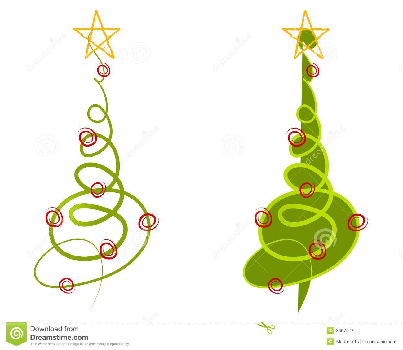 Clip Art Illustration Of Your Choice Of 2 Abstract Christmas Trees