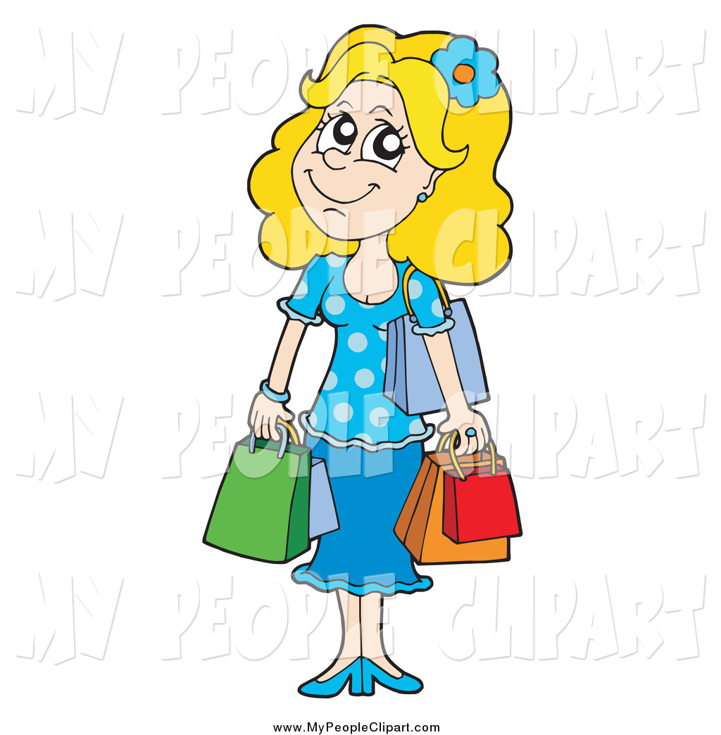 Clip Art Of A Happy Blond Shopping Woman By Visekart    46634